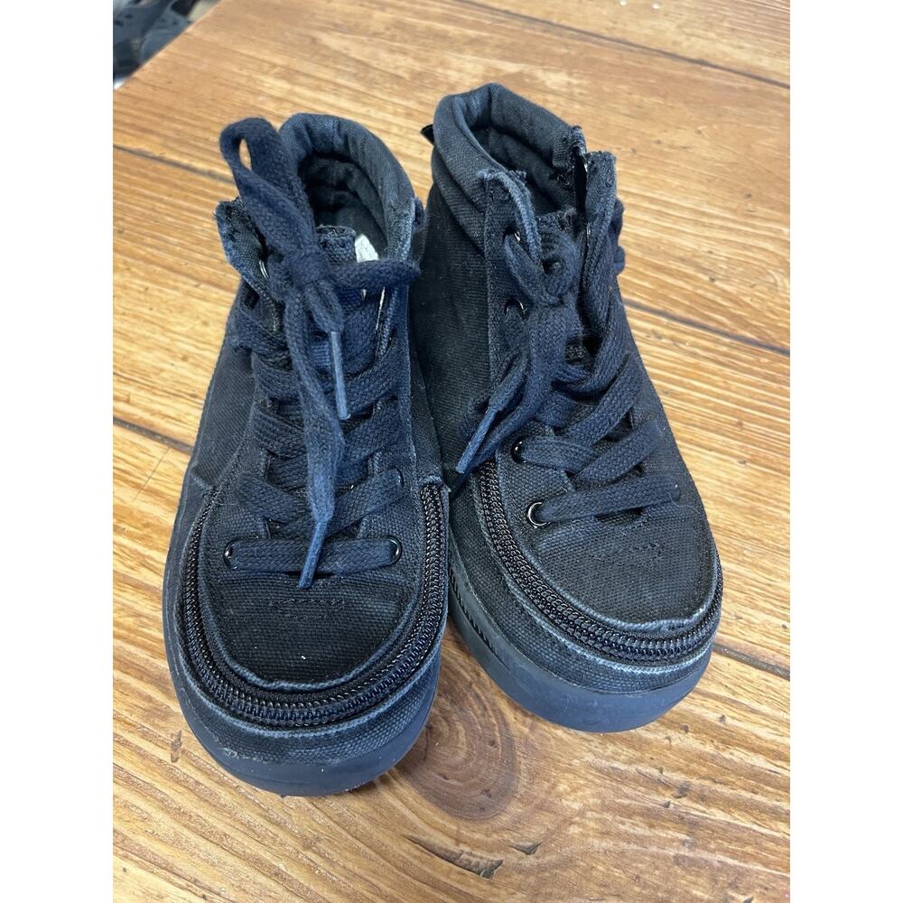 Billy Footwear Kids 11 Black High Top Zip Sneakers Adaptive Canvas Shoes